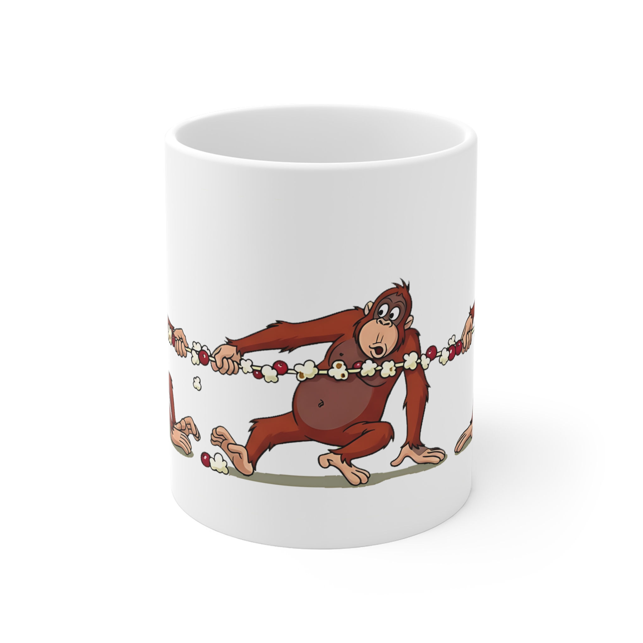 Orangutan Tug of War Mug | Funny Cartoon Orangutan Illustration