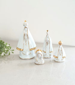 Nossa Senhora de porcelana ouro ouro Quarteto - lembrancinha de porcelana personalizada lu