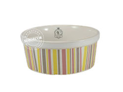 Comedouro de porcelana ceramica personalizado  500 ml Listras azul rosa parisi pet soul do