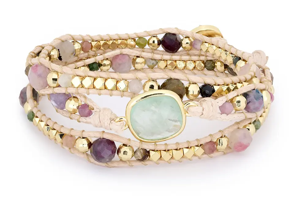 Thumbnail: Beth Gemstone Three Wrap Bracelet 