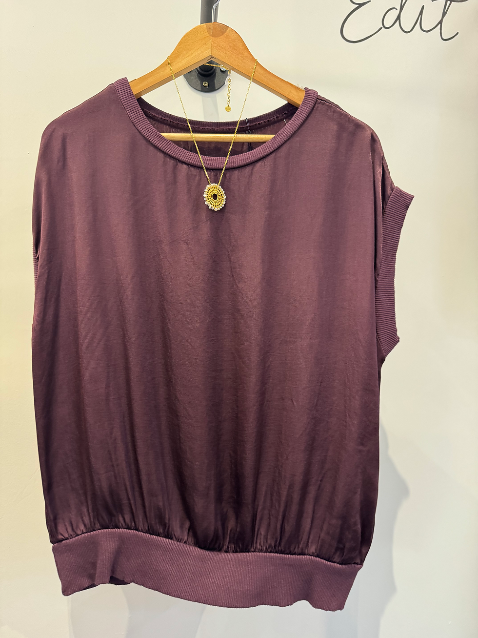 Thumbnail: Pisa Satin Wide Neck T-Shirt Top