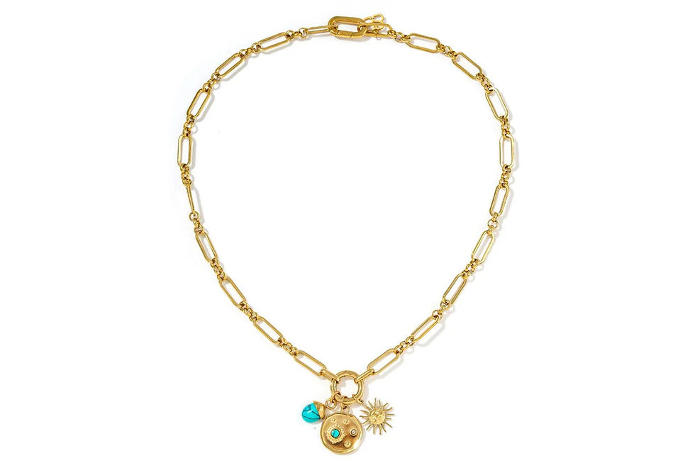 Thumbnail: Luma Turquoise Howlite Gold Short Necklace