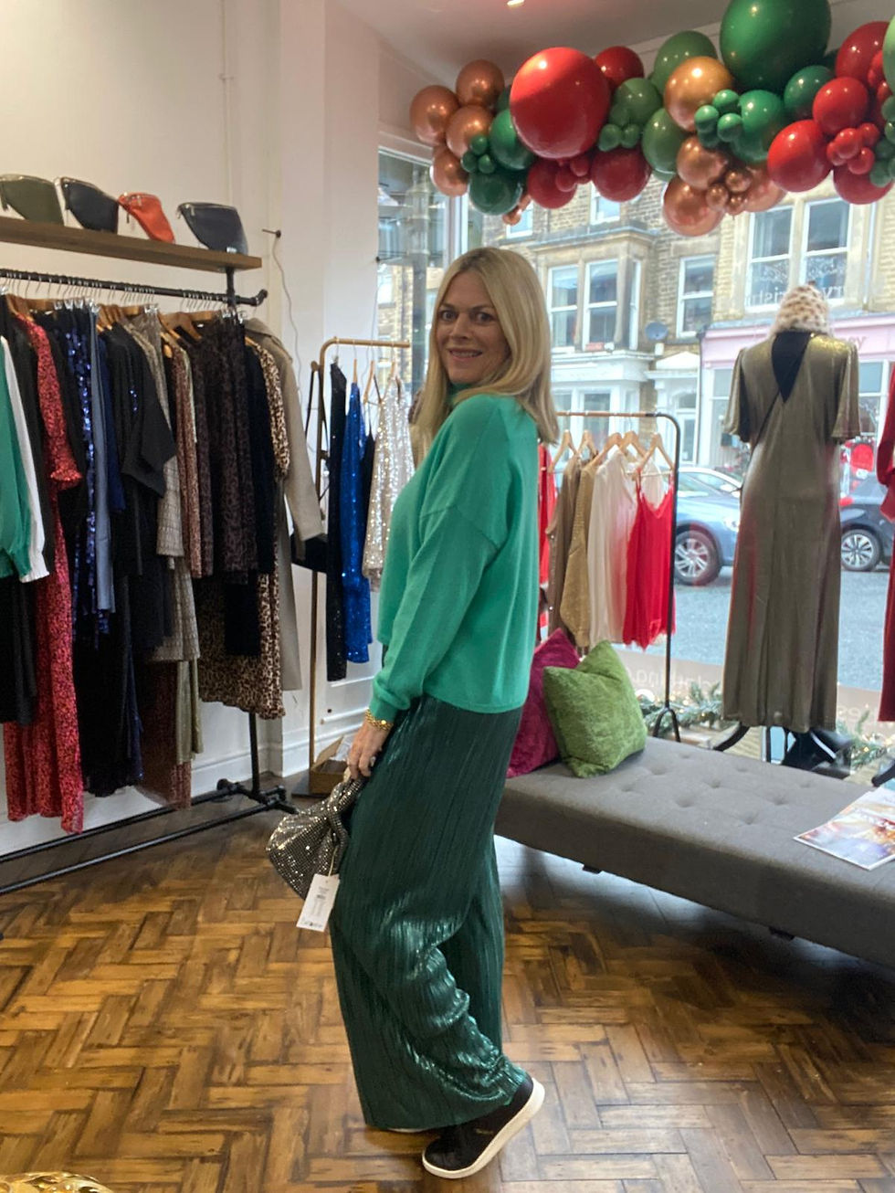 Thumbnail: Numph Numwood Green Pleated Trousers