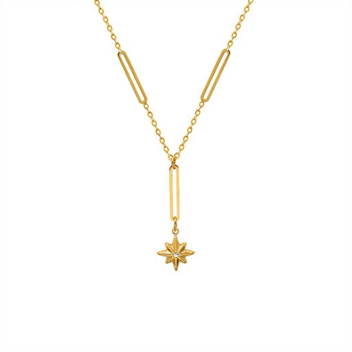 Short Rectangular Gold Chain & Star Pendant