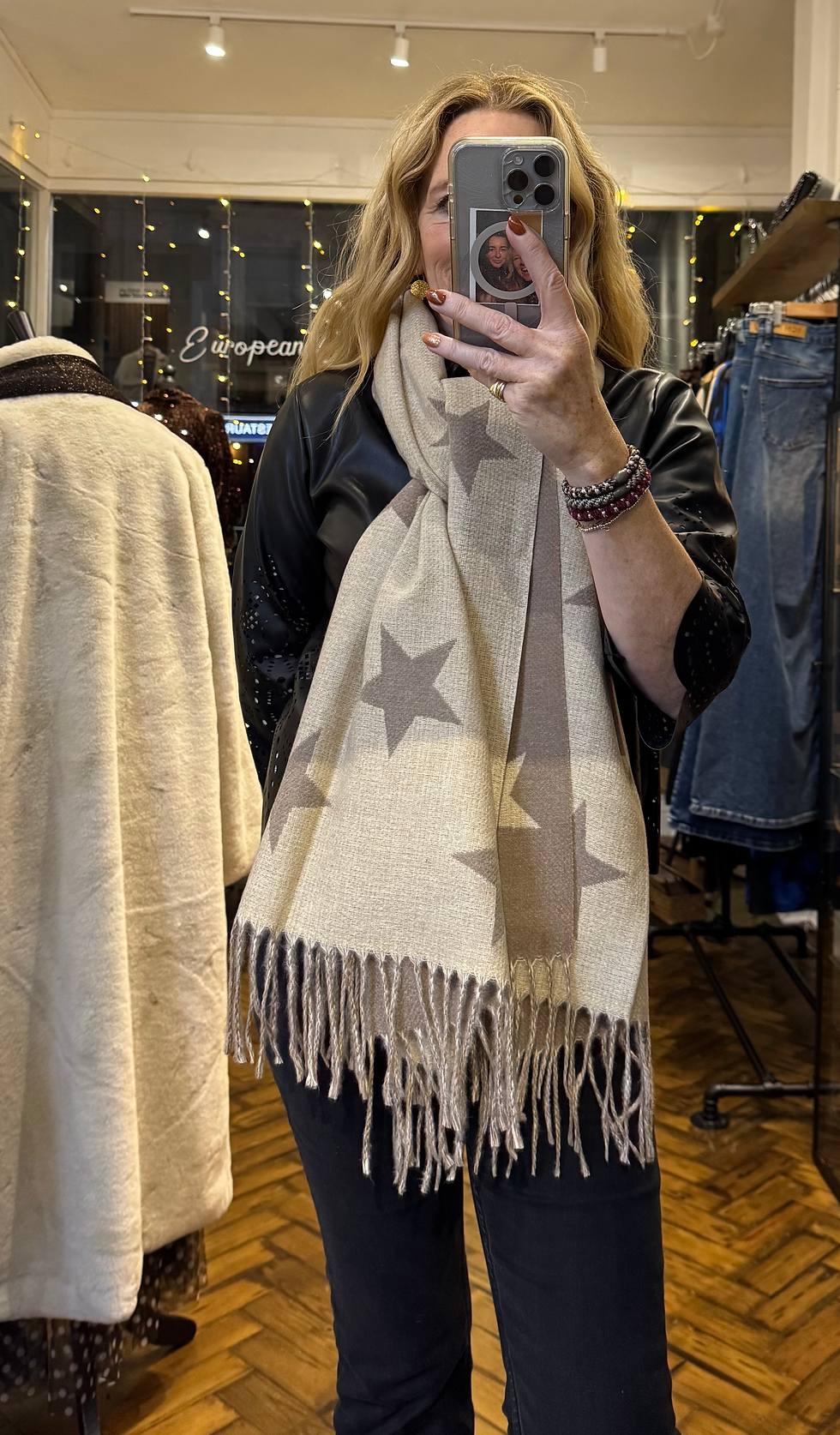 Multi Star Fringed Scarf