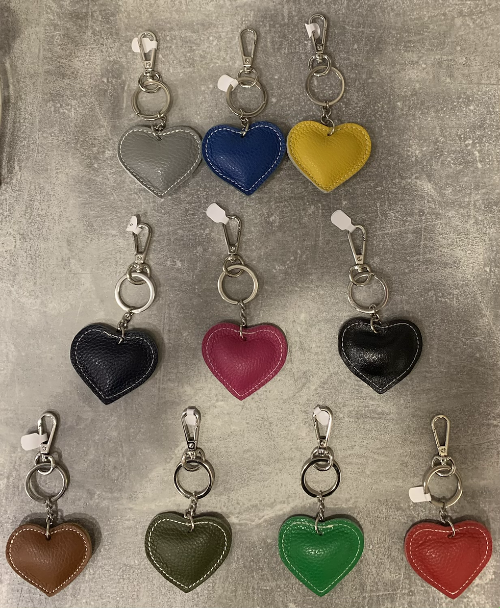 Thumbnail: Leather Heart Keyring Handbag Charm