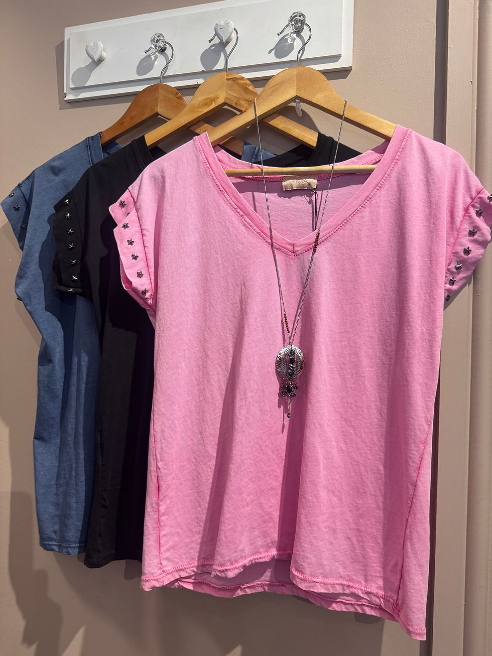 Thumbnail: Honey Star Trim Cotton Tshirt