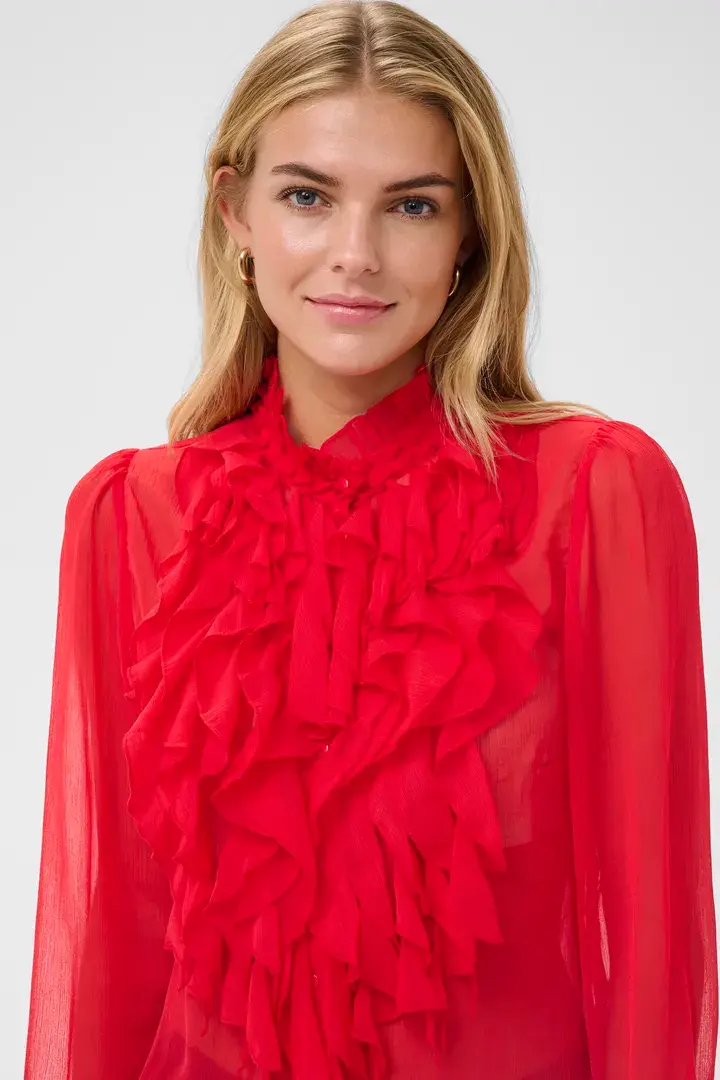 Thumbnail: Saint Tropez Ruffle Front Lily Shirt Top