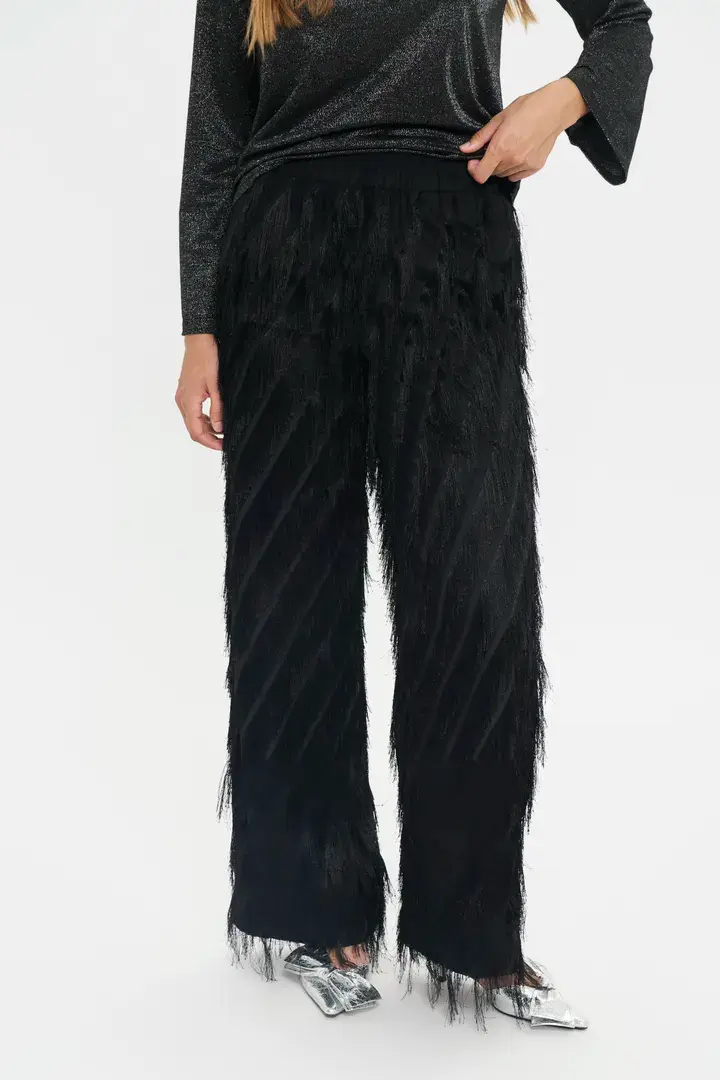 Thumbnail: Saint Tropez Nancy Shaggy Black Trousers 