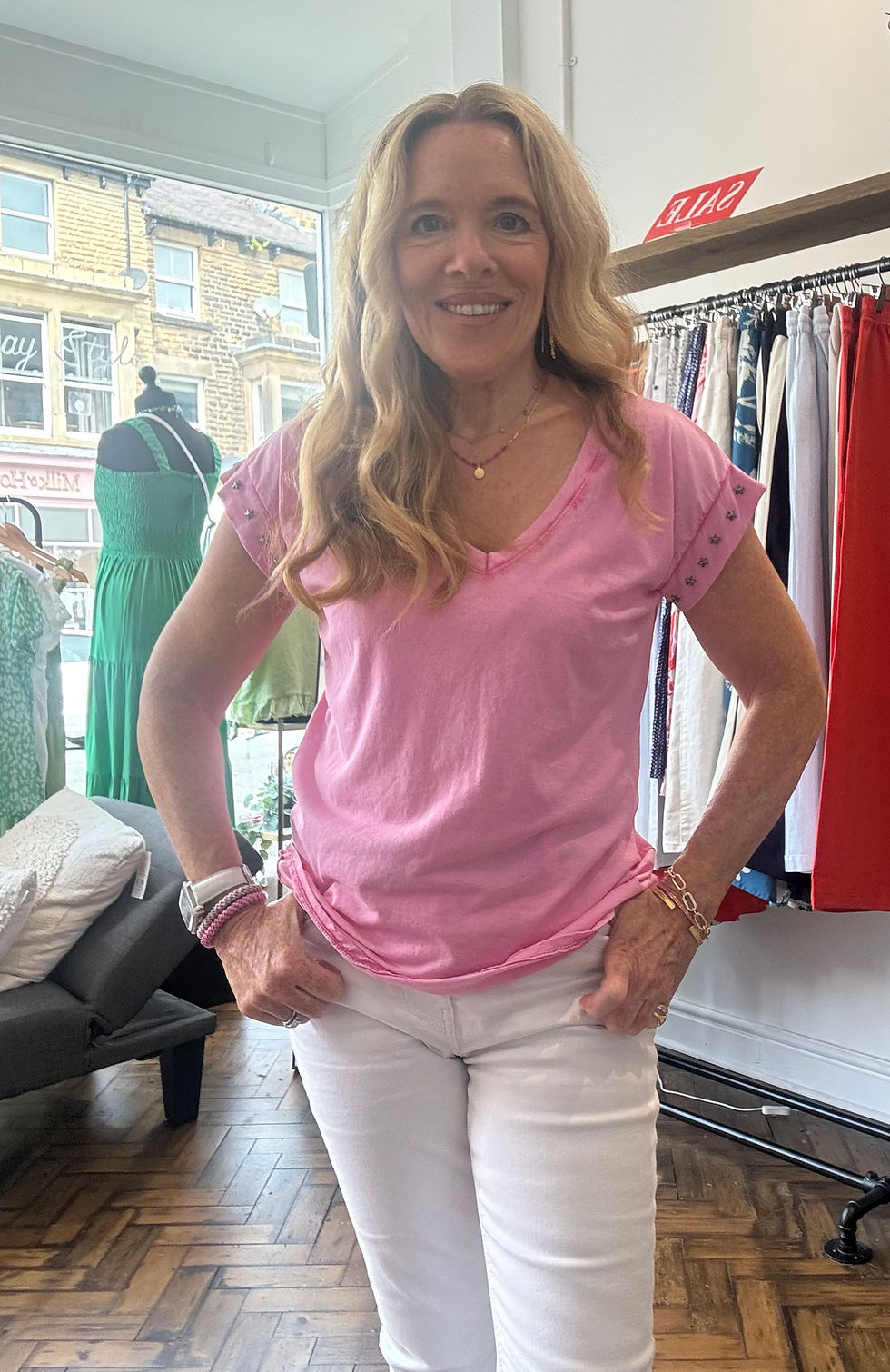 Thumbnail: Honey Star Trim Cotton Tshirt