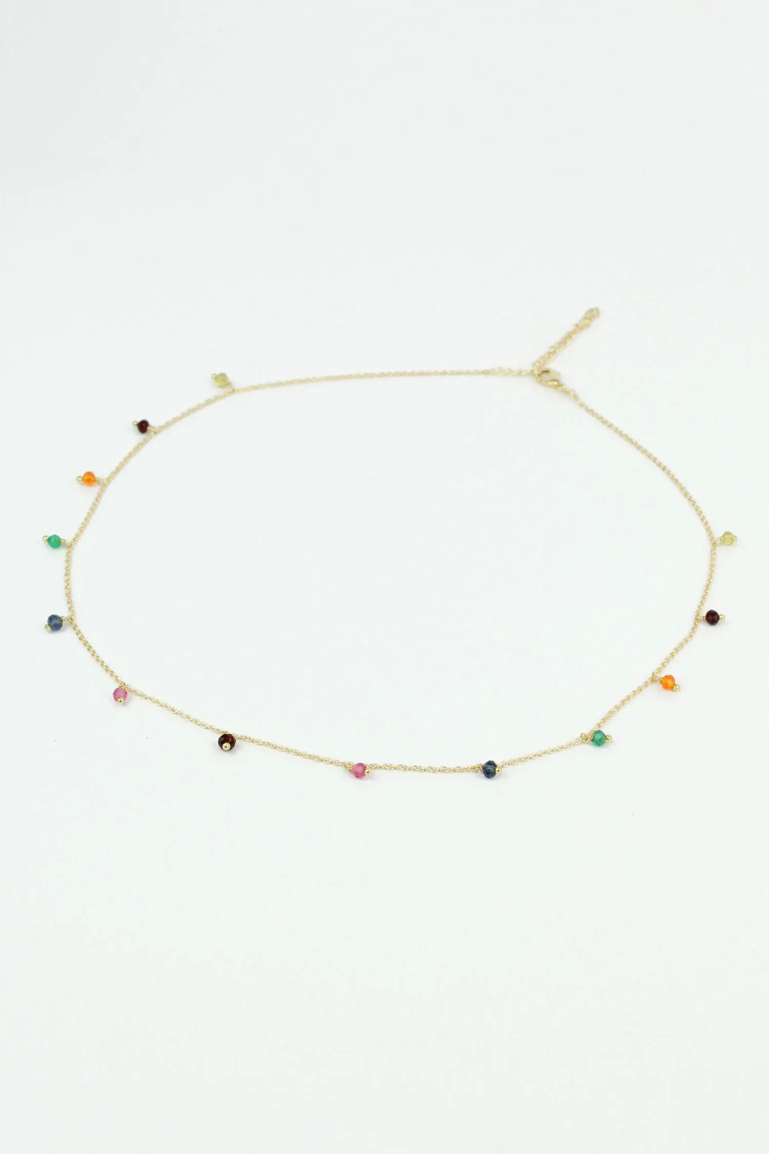 Rainbow Crystal Charm Short Necklace