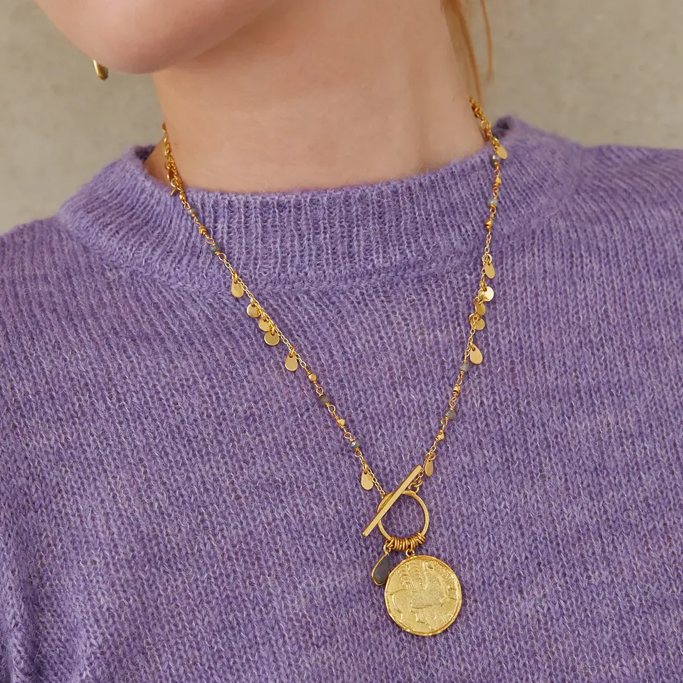 Blaze Short Gold Labradorite Necklace 