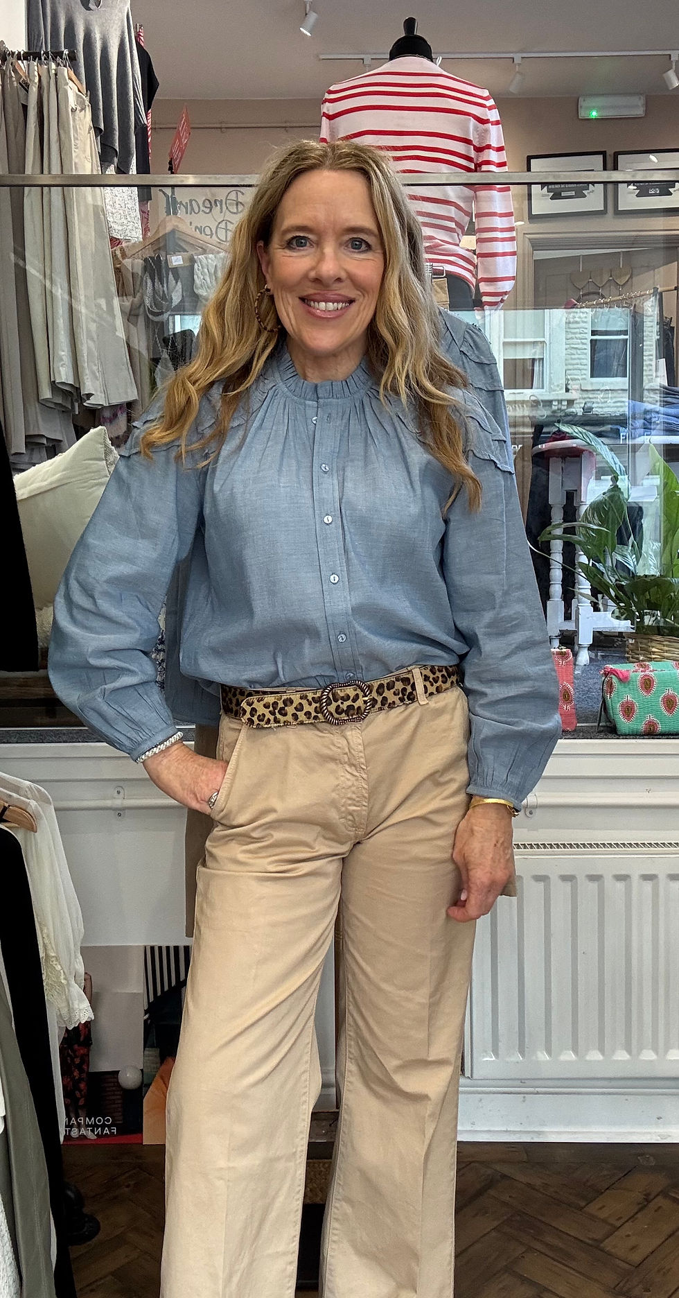 Thumbnail: Randly Flared Cotton Chino Trousers 