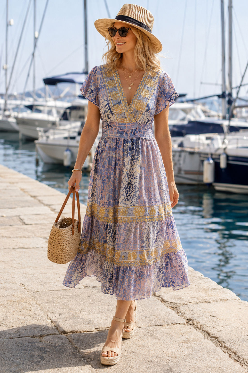 Lily Lilac Lurex Trim Midi Dress
