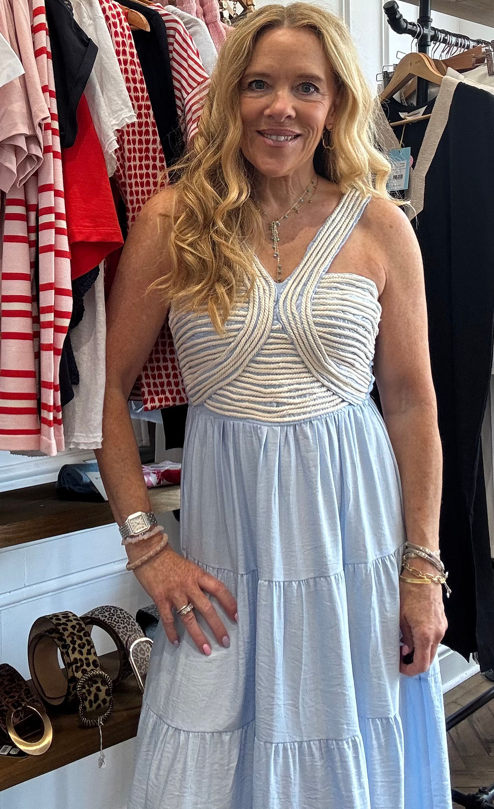 Thumbnail: Sky Blue Rope Detail Maxi Dress