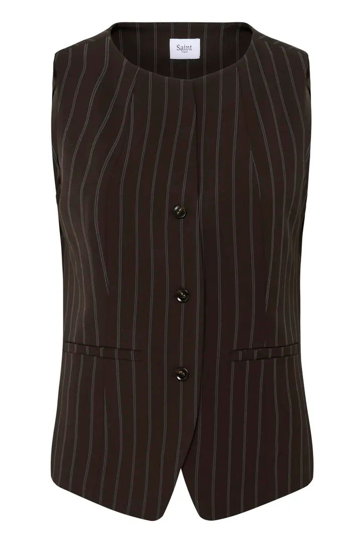 Thumbnail: Saint Tropez Longline Pinstripe Waistcoat 