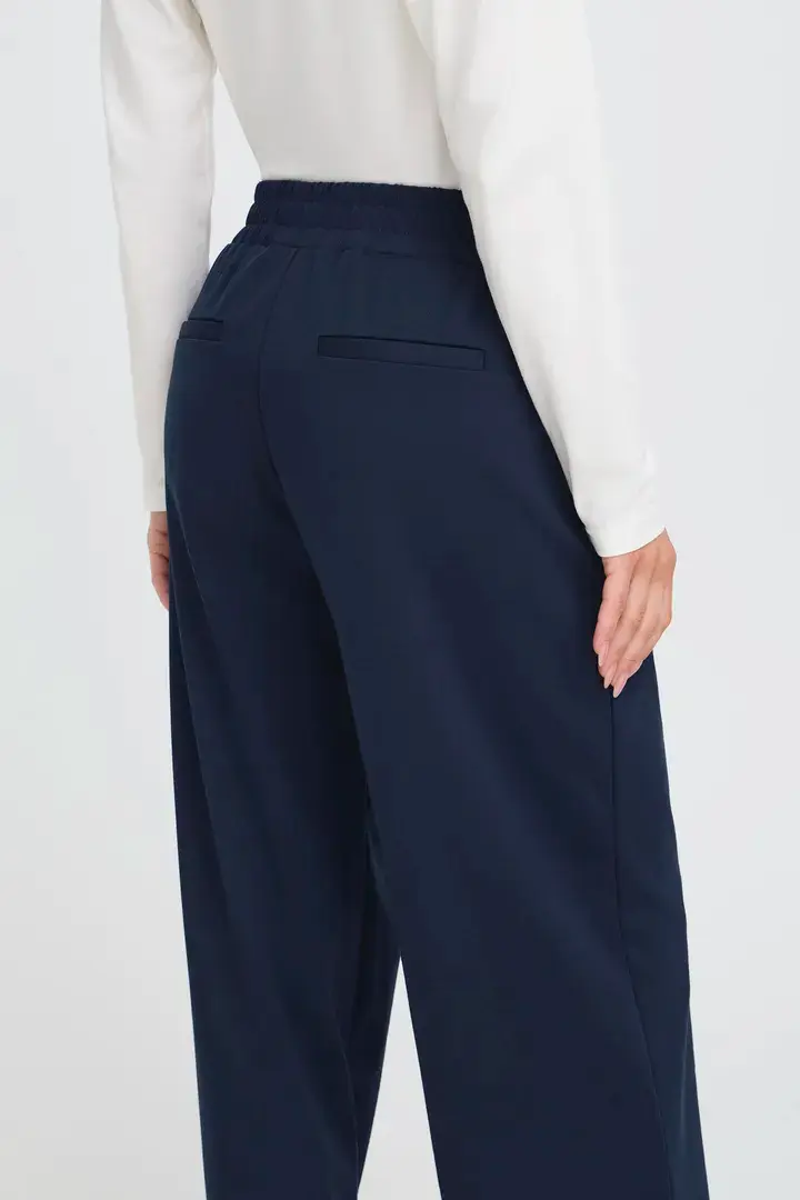 Thumbnail: B Young Zeta Wide Leg Navy Trousers 