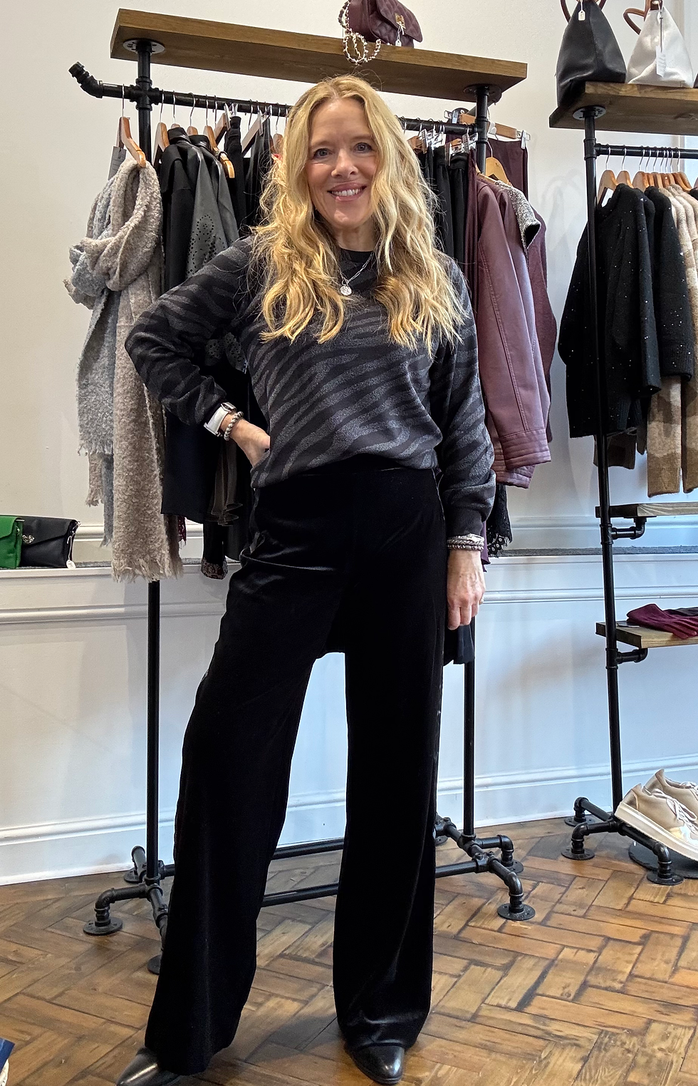 Thumbnail: B Young Jacquard Lurex Trim Sweater