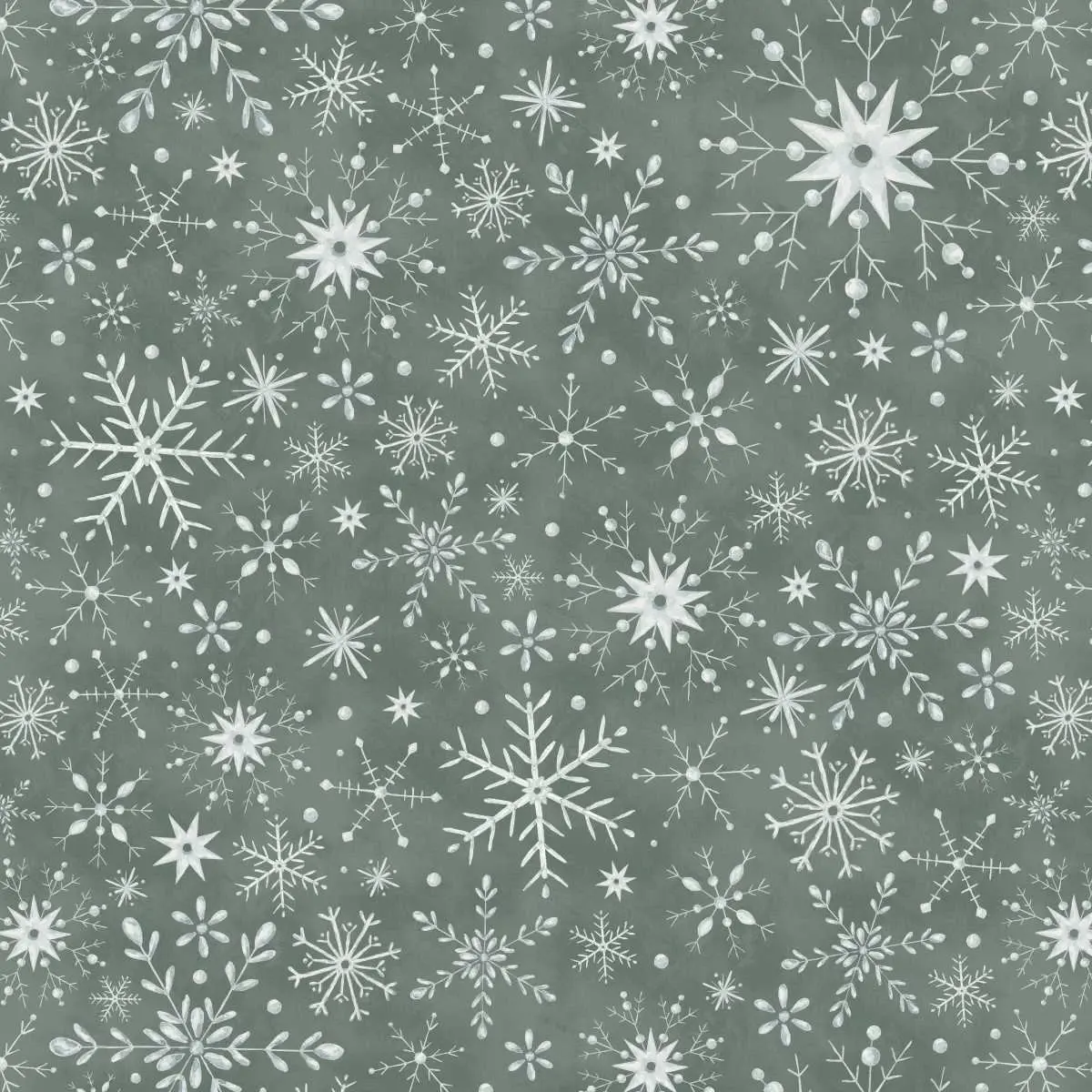 Studio E Fabrics - Just a Dusting - Snow Crystals Hunter