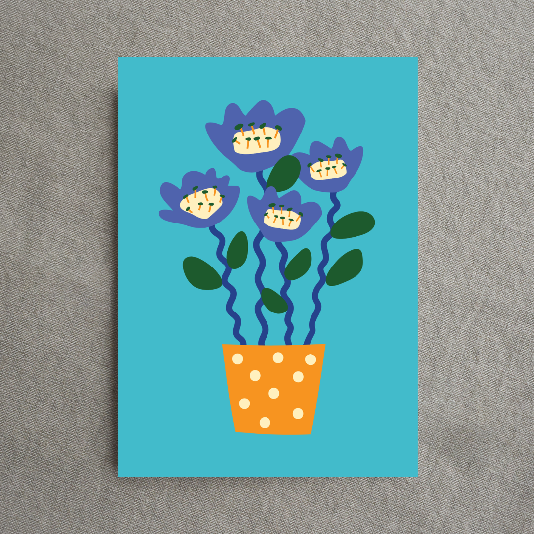 Whimsical Potted Blooms | 5x7 Blank Greeting Card