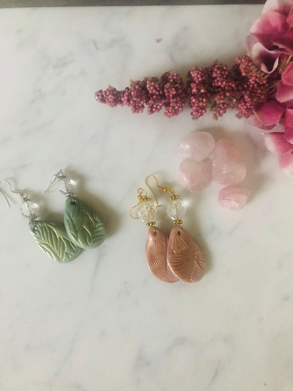 Thumbnail: Metallic Leaf Drop Earrings