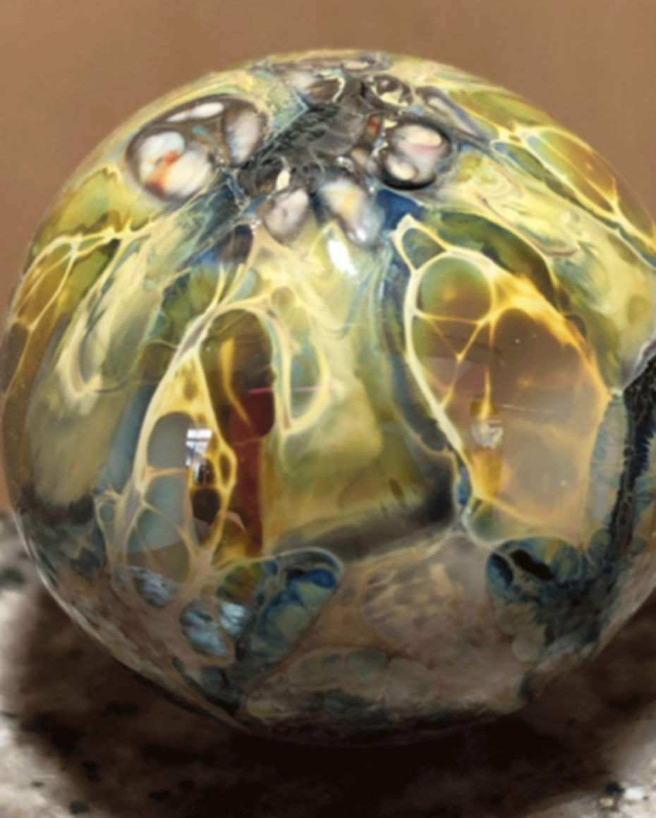 Lightning blown glass hollow sphere