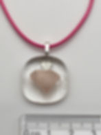 Thumbnail: Tiny Pink Frit Heart Fused Glass Necklace