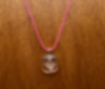 Thumbnail: Tiny Pink Frit Heart Fused Glass Necklace