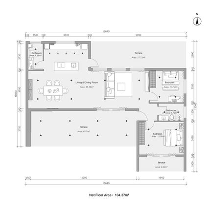 Detailed floor plan design showing room layouts and dimensions.