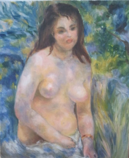 Buste au soleil d'après Renoir (copie de tableau, huile sur toile)