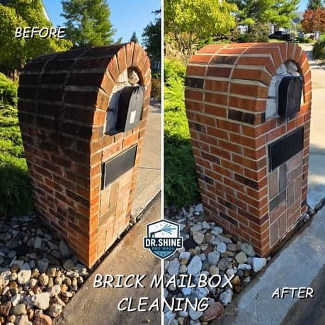 Before and after brick mailbox cleaning in St. Charles, MO