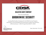 CDSA Qualified Audit Company Certificate - Groundwire