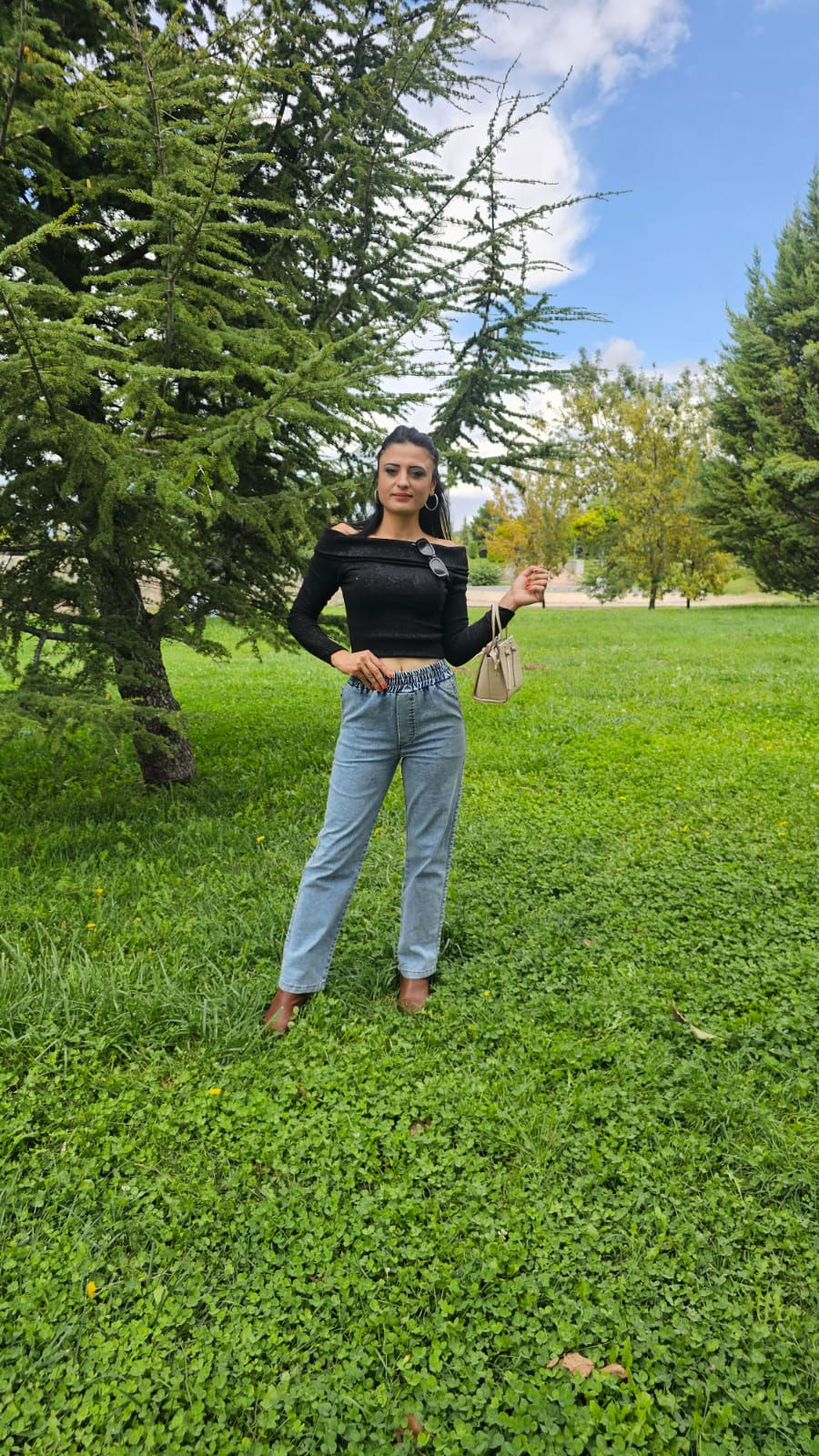 Küçük resim: Kadın Kar Yıkama Yüksek Bel Lastikli Yandan Cepli Kot Pantolon