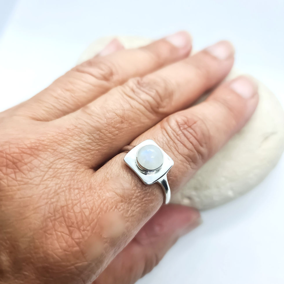 Thumbnail: Sterling Silver Moonstone Signet Ring