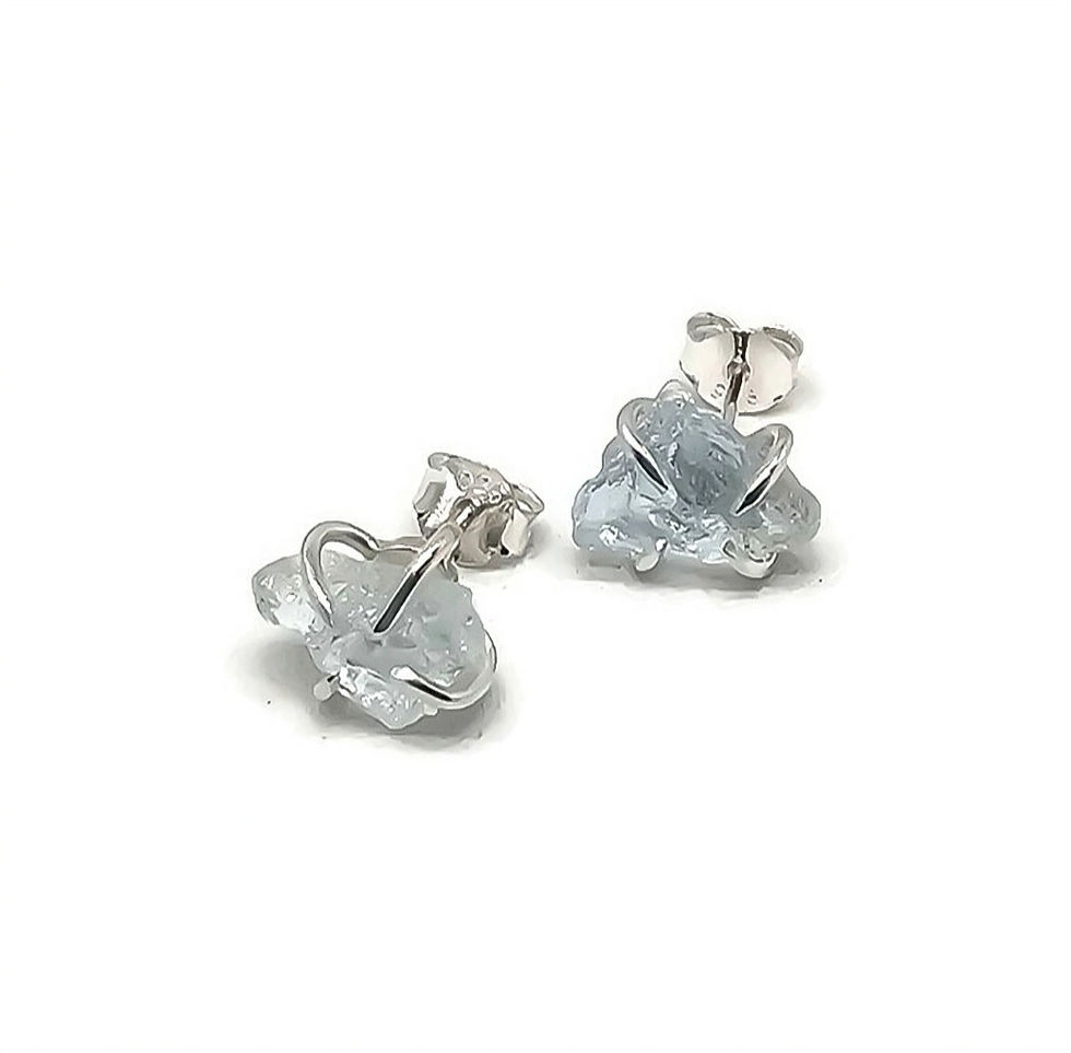 Thumbnail: Sterling Silver Raw Aquamarine Earrings
