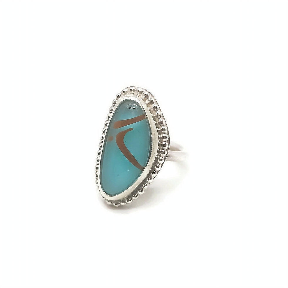 Thumbnail: Sterling Silver Lampwork Glass Bead Solitaire Ring