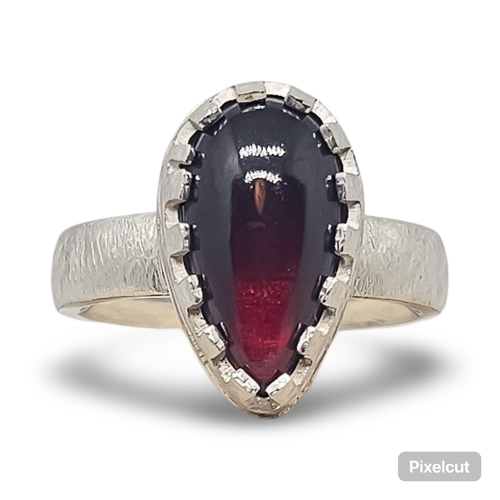 Thumbnail: Sterling Silver Garnet Solitaire Ring