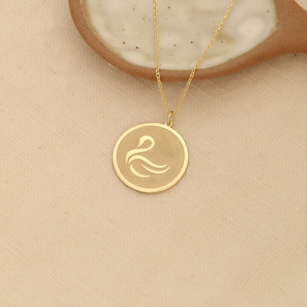 Thumbnail: 925 Sterling Silver Swan Medallion Necklace - CN00242