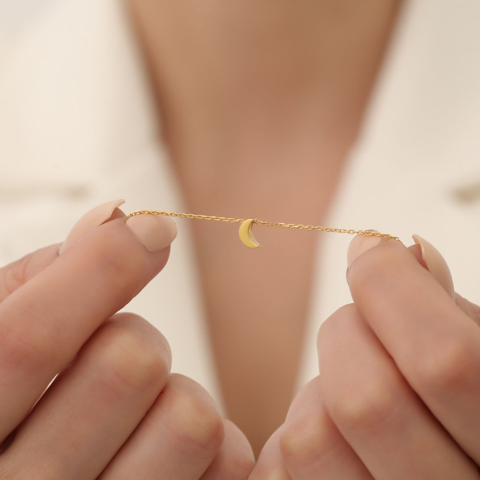 Küçük resim: 925 Ayar Gümüş Minimal Ay Bileklik