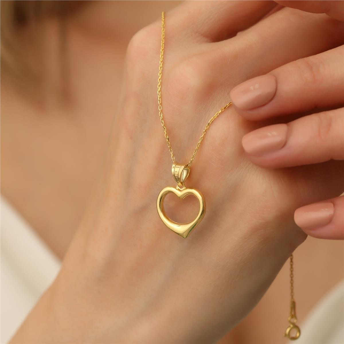 14 Ayar mikron Kaplama Açık Kalp Gold Kolye – Zarif ve Şık Günlük Kadın Kolyesi