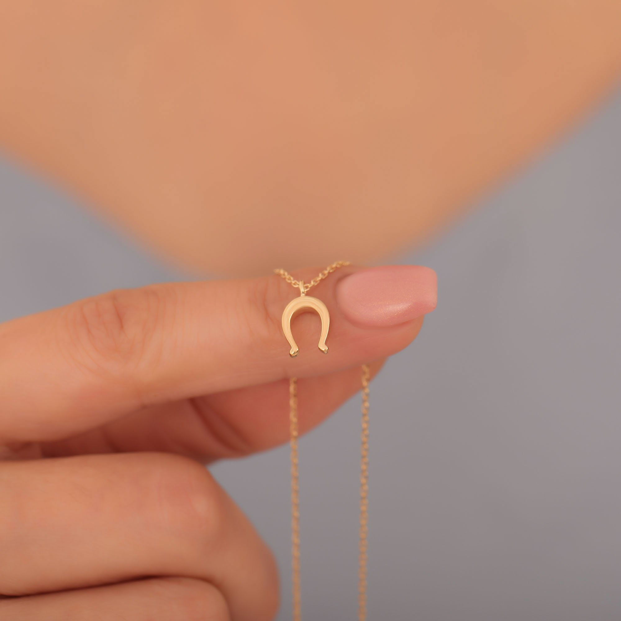 925 Carat Gold Micron Plated Minimal Horseshoe Silver Necklace - CN00377