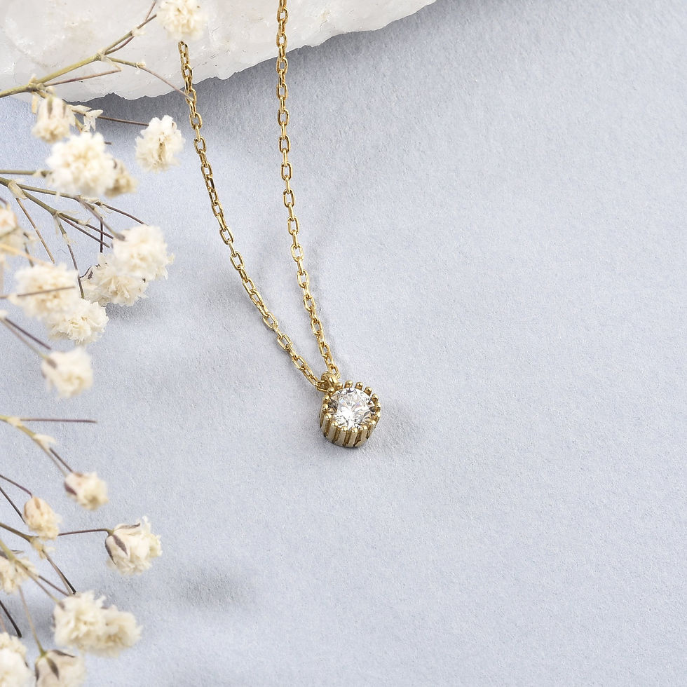 Thumbnail: 14 Carat Gold Plated Elegant Solitaire Silver Necklace 5 mm - CNS00642