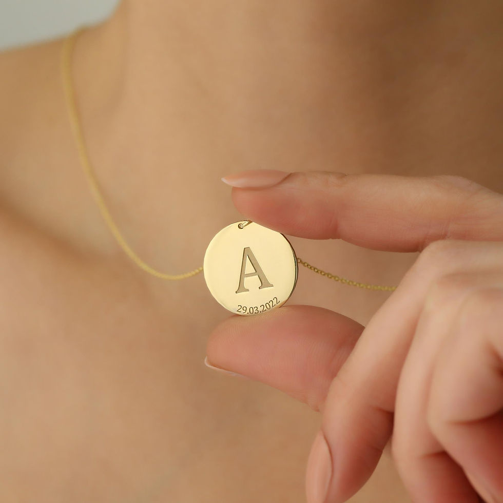 Thumbnail: 925 Sterling Silver Personalized Letter & Date Plate Necklace - CN00215