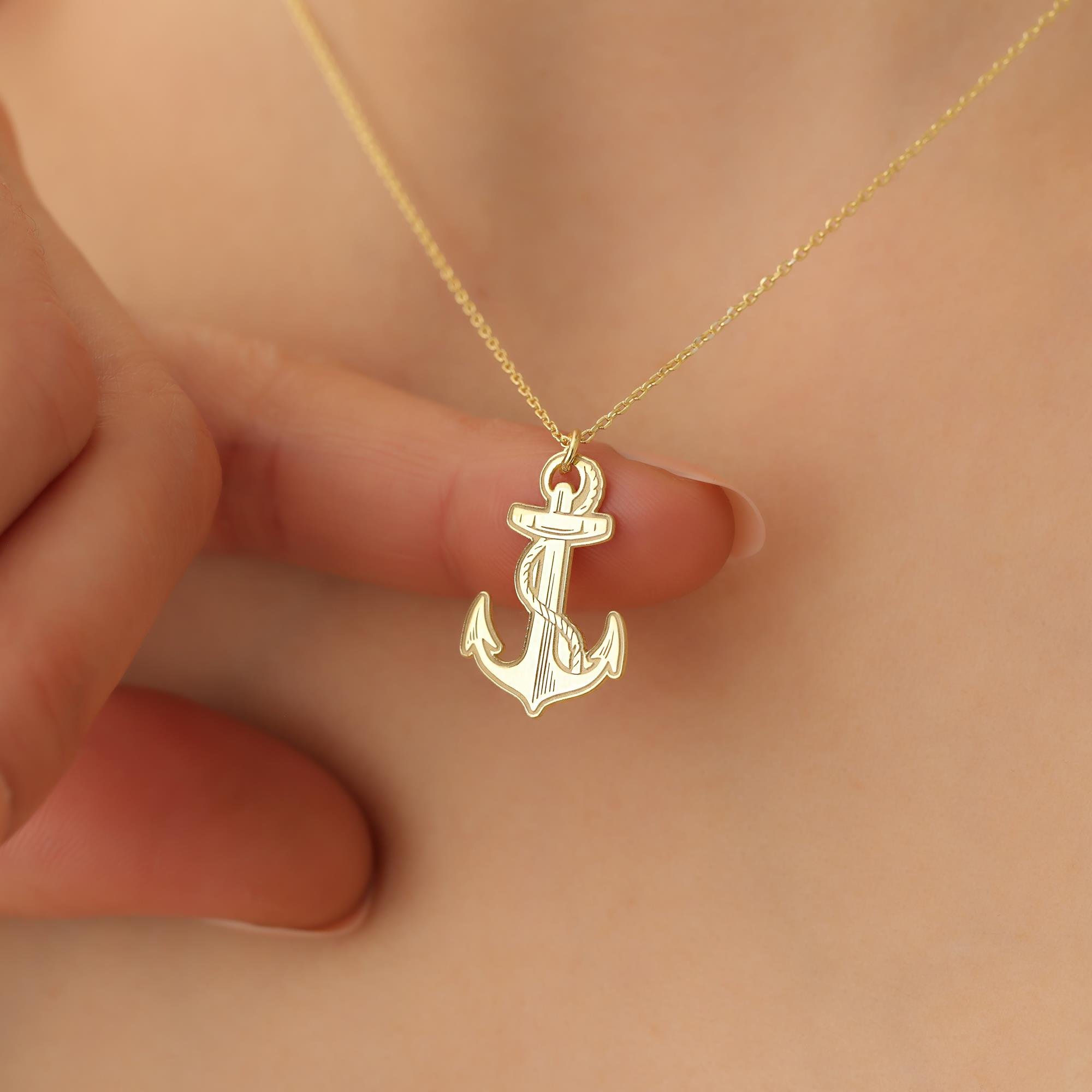 925 Sterling Silver Anchor Women's Gift Necklace - CN00232