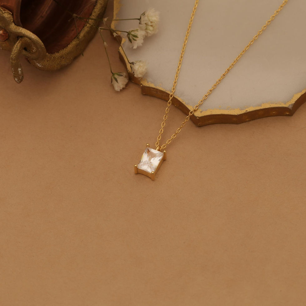 Thumbnail: 925 Sterling Silver Crystal Stone Baguette Necklace - Diameter 8.50 mm - CNS00152