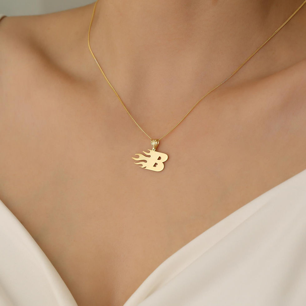 Thumbnail: 925 Sterling Silver Personalized Flame Font Letter Necklace