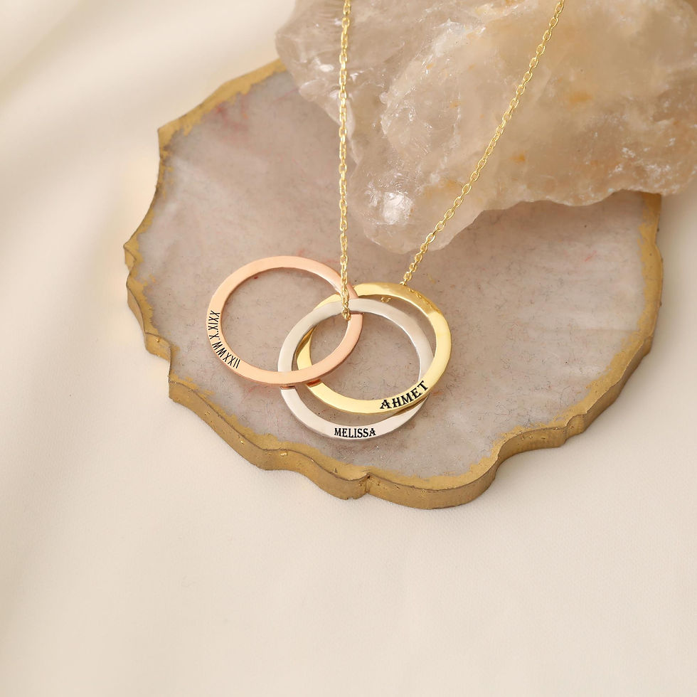 Thumbnail: 925 Sterling Silver 3-Ring Personalized Name Necklace - CN00173
