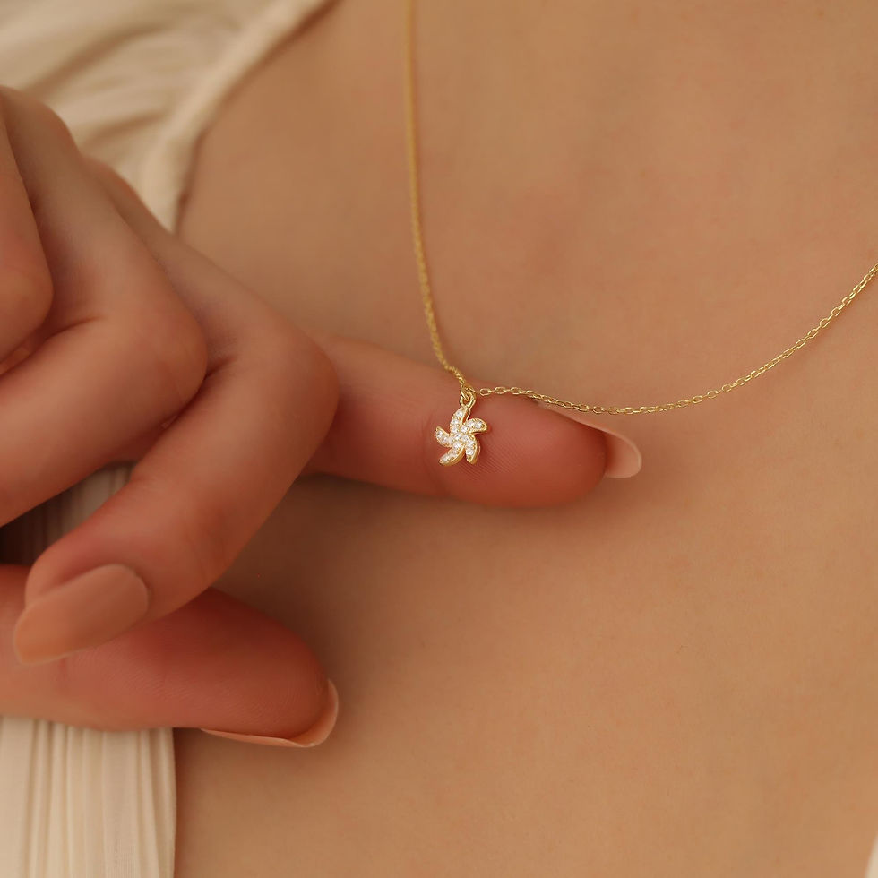 925 Ayar Gümüş Minimal Taşlı Rüzgar Gülü Kolye - CNS00141