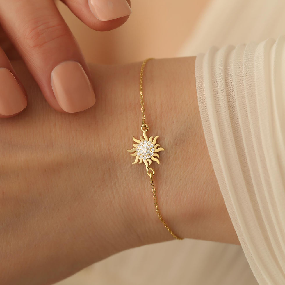 Küçük resim: 925 Ayar Gümüş Swarovski Taşlı Güneş Bileklik - CBS00107