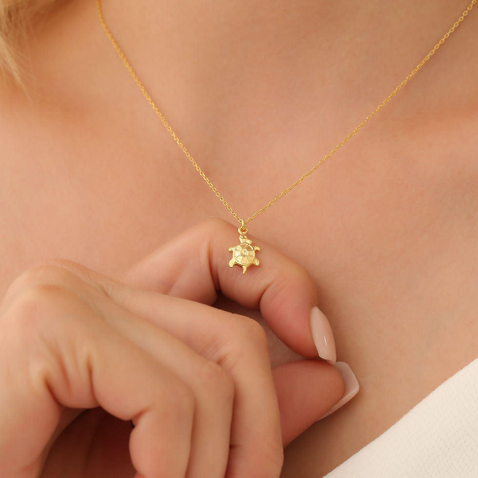 Thumbnail: 925 Sterling Silver Minimal Turtle Necklace